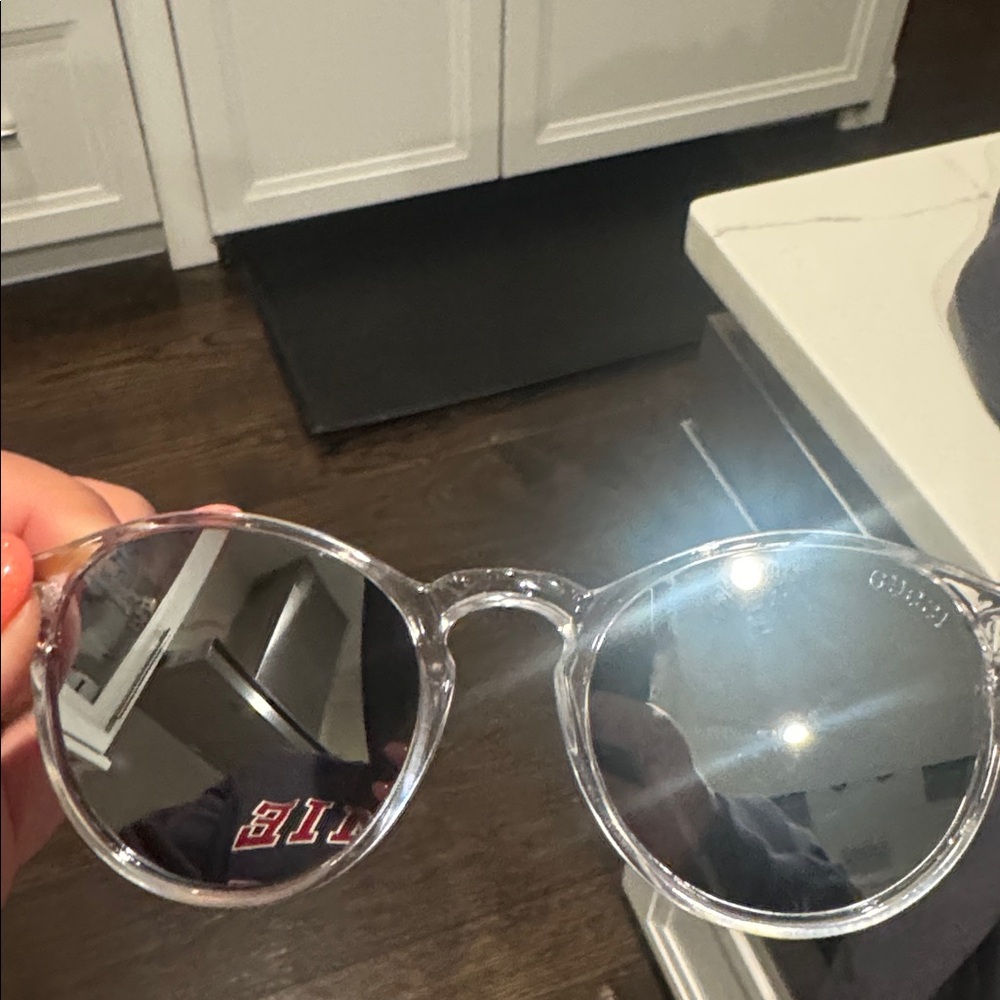 Gucci Clear Frame Sunglasses with Silver Lenses